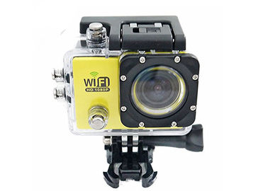 Yellow Waterproof P2P Sports HD DV Camera with Detachable 900mA Battery