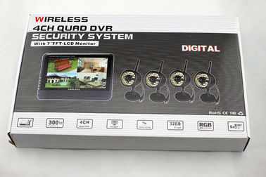 70 degree viewing camera Wireless CCTV DVR System , indoor / outdoor 4 CH DVR Security System