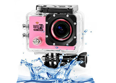 Pink Underwater Audio Full HD 1080P Sports Camera With x4 Digital Zom